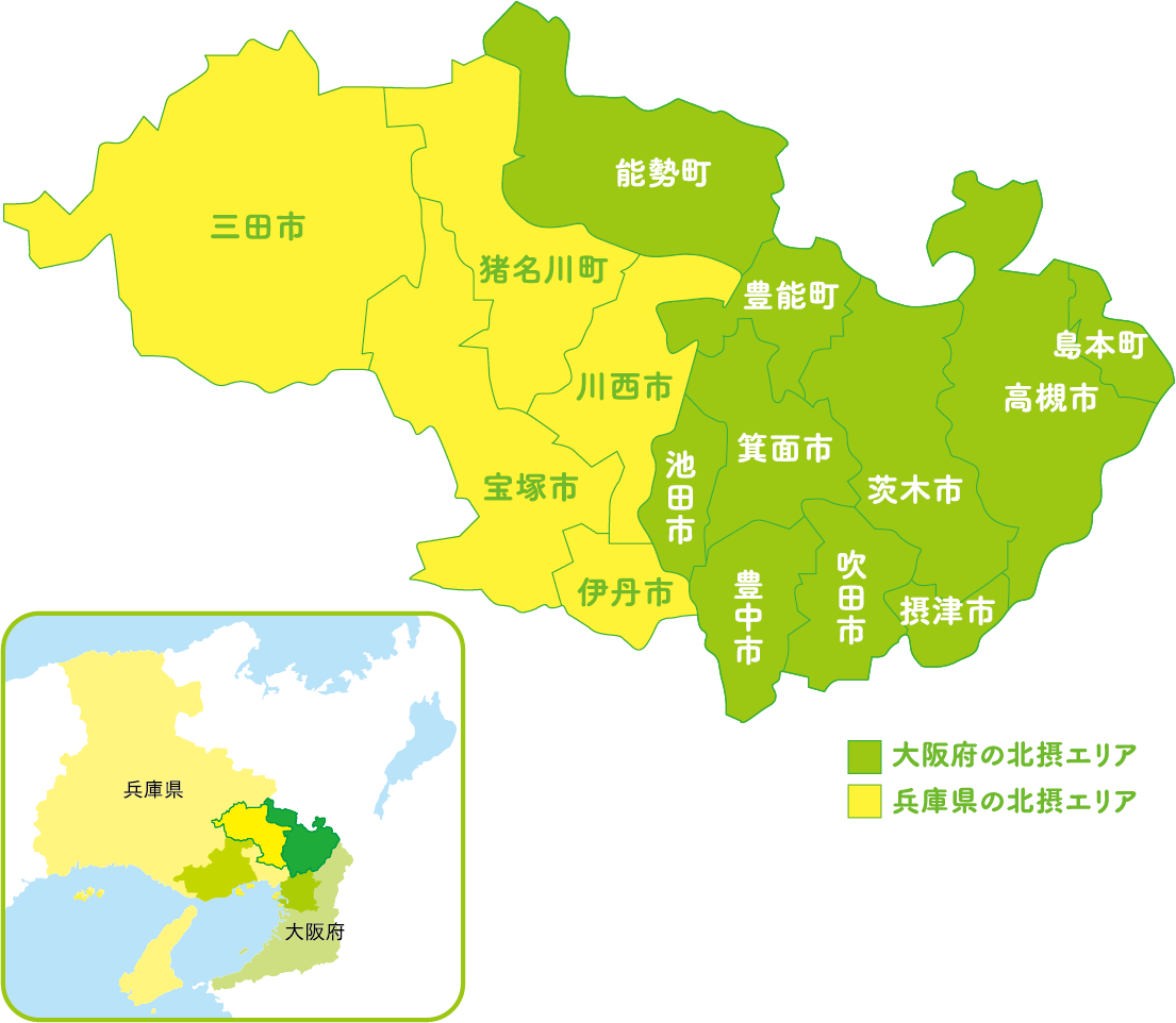 北摂エリアの地図